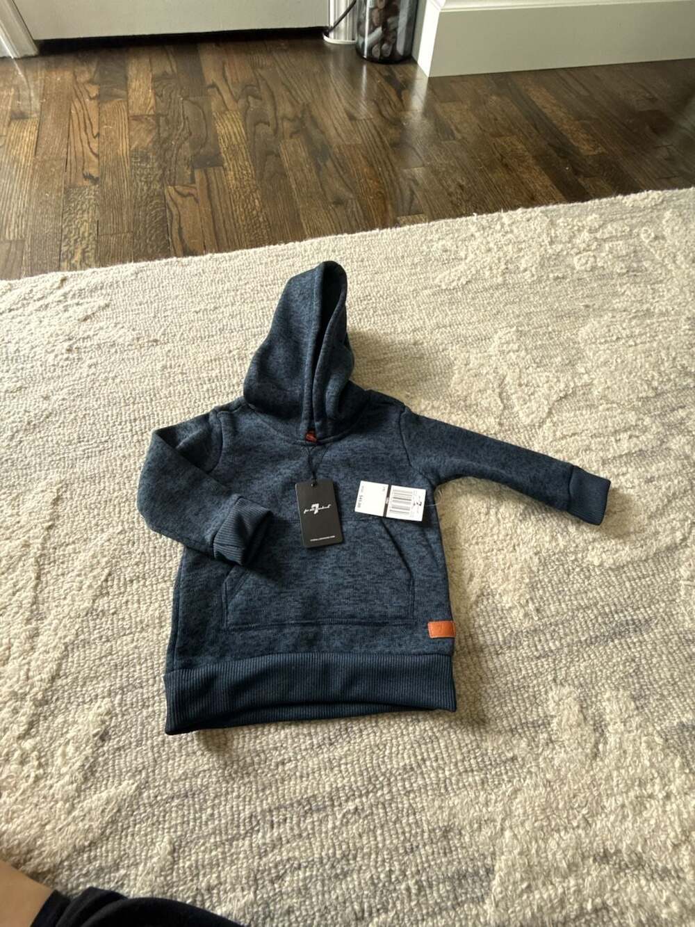 7 For All Mankind Hoodie Size 18M Navy Heather Pullover Sweatshirt NWT